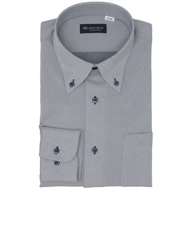 【ストレッチ】 ボタンダウン 長袖 形態安定 ワイシャツ ニットシャツ （使用素材：東レFIELDSENSOR(R)秒乾(R)）