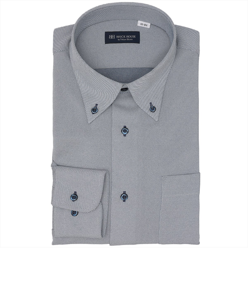 【ストレッチ】 ボタンダウン 長袖 形態安定 ワイシャツ ニットシャツ （使用素材：東レFIELDSENSOR(R)秒乾(R)）