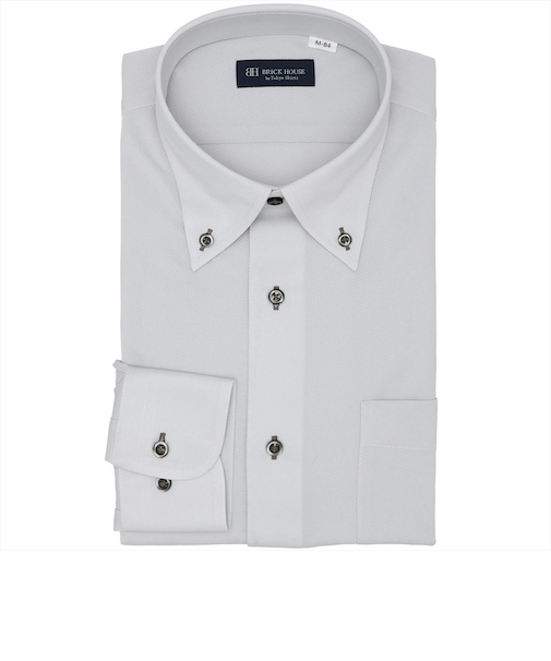 【ストレッチ】 ボタンダウン 長袖 形態安定 ワイシャツ ニットシャツ (使用素材:東レFIELDSENSOR(R)秒乾(R))