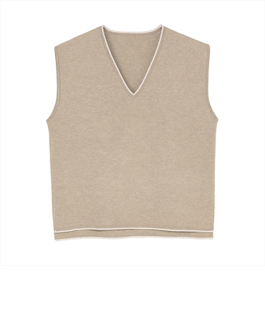 ニット 12Gミラノ配色 ベスト 長袖 レディース