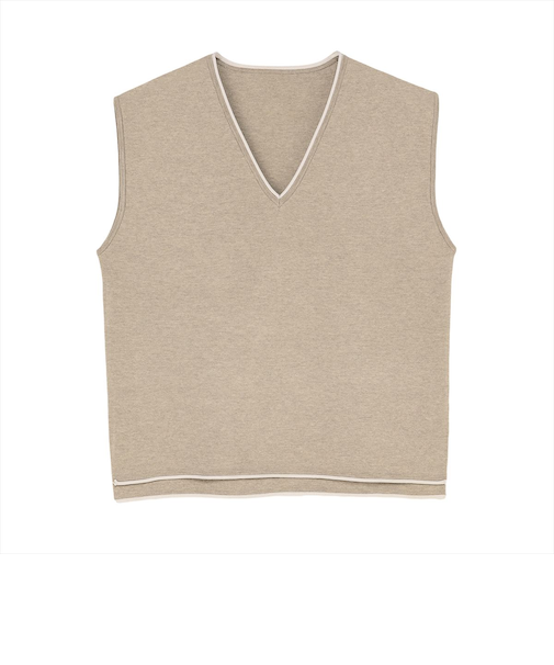 ニット 12Gミラノ配色 ベスト 長袖 レディース