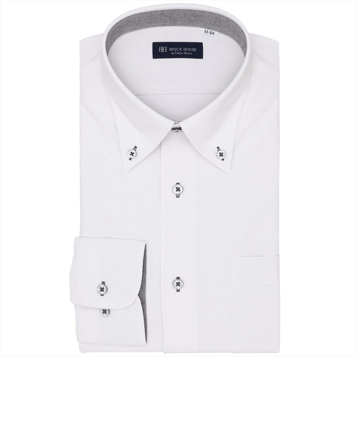 【汗ジミ防止・ストレッチ】 ボタンダウン 長袖 形態安定 ニットシャツ