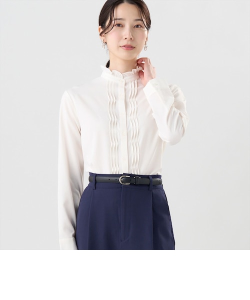 吸水速乾】【COFREX】 ひねりピンタックブラウス 長袖 レディース