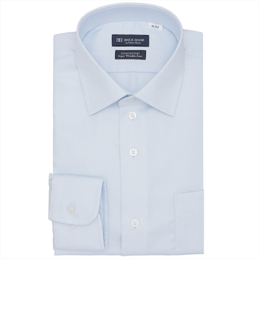 【超形態安定】 ワイド 長袖 形態安定 綿100% ワイシャツ