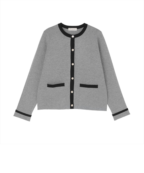 アウター 配色 ニットジャケット レディース