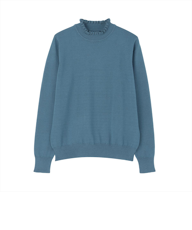 ニット もちもち フリルネック プルオーバー レディース