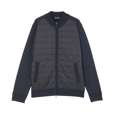 ニット 前身タフタ 裏フリース ブルゾン メンズ