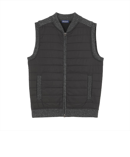 ニット 前身タフタ 裏フリース ベスト メンズ