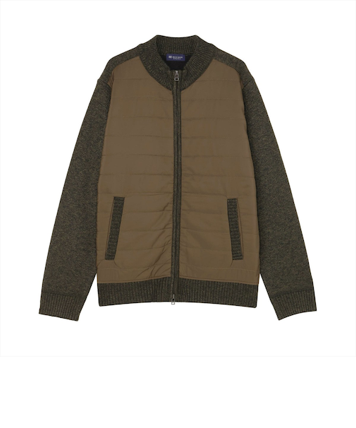 ニット 前身タフタ 裏フリース ブルゾン メンズ