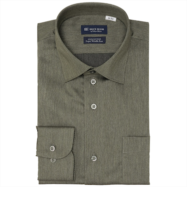 【超形態安定】 ワイド 長袖 形態安定 綿100% ワイシャツ