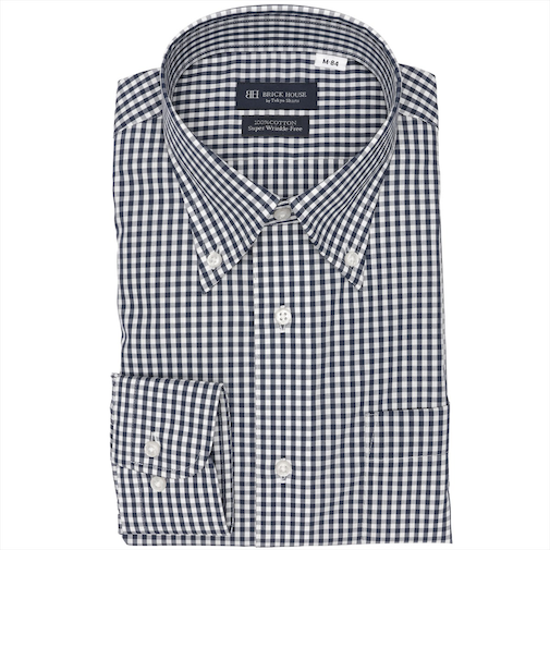 【超形態安定】 ボタンダウン 長袖 形態安定 綿100% ワイシャツ