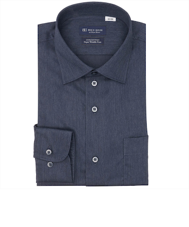 【超形態安定】 ワイド 長袖 形態安定 綿100% ワイシャツ