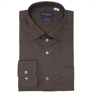 【超形態安定】 ワイド 長袖 形態安定 綿100% ワイシャツ