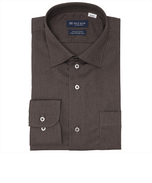 【超形態安定】 ワイド 長袖 形態安定 綿100% ワイシャツ