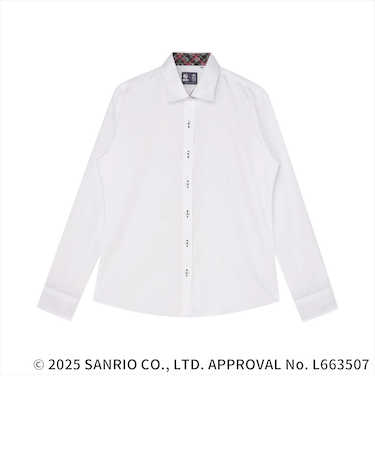 【HELLO KITTY×TOKYO SHIRTS】 ワイド 長袖 形態安定 レディースシャツ