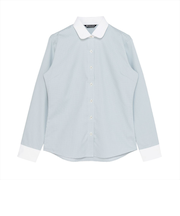 【透け防止】 ラウンド 長袖 形態安定 レディースシャツ