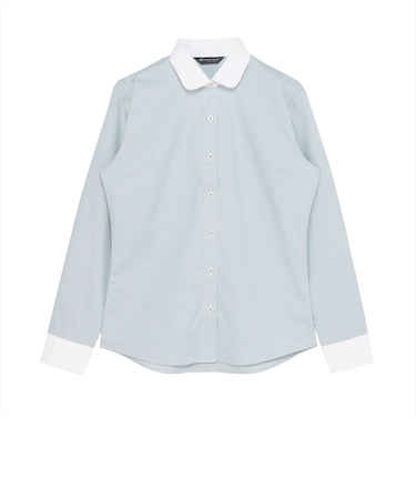 【透け防止】 ラウンド 長袖 形態安定 レディースシャツ