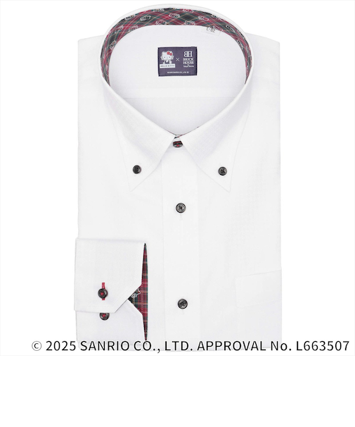 【HELLO KITTY×TOKYO SHIRTS】 ボタンダウン 長袖 形態安定 ワイシャツ