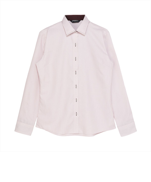 【透け防止】 ワイド 長袖 形態安定 レディースシャツ