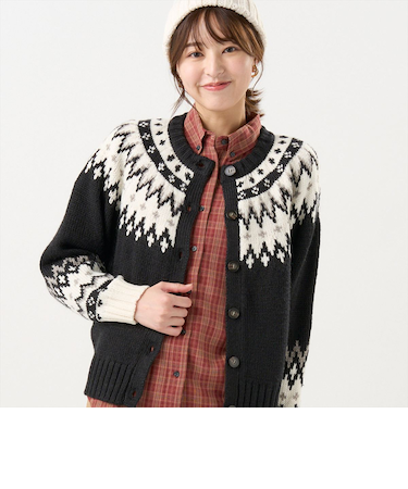 【Pitta Re:)】 ニット 求心 ジャカード カーディガン レディース