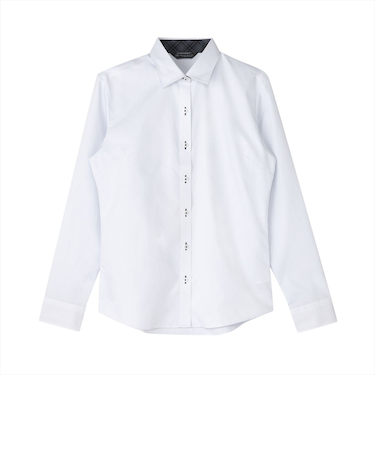 【透け防止】 ワイド 長袖 形態安定 レディースシャツ