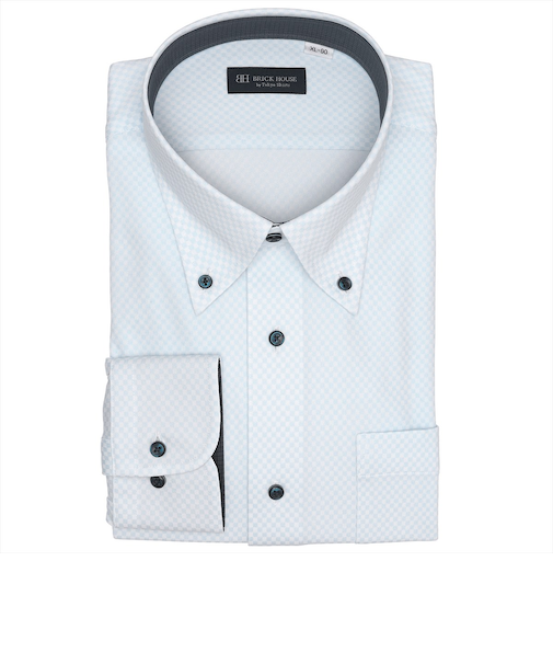 【ストレッチ・大きいサイズ】 ボタンダウン 長袖 形態安定 ワイシャツ ニットシャツ