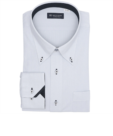 【ストレッチ・大きいサイズ】 ボタンダウン 長袖 形態安定 ワイシャツ ニットシャツ