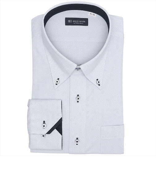 【ストレッチ・大きいサイズ】 ボタンダウン 長袖 形態安定 ワイシャツ ニットシャツ