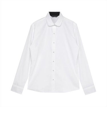 【透け防止】 ラウンド 長袖 形態安定 レディースシャツ