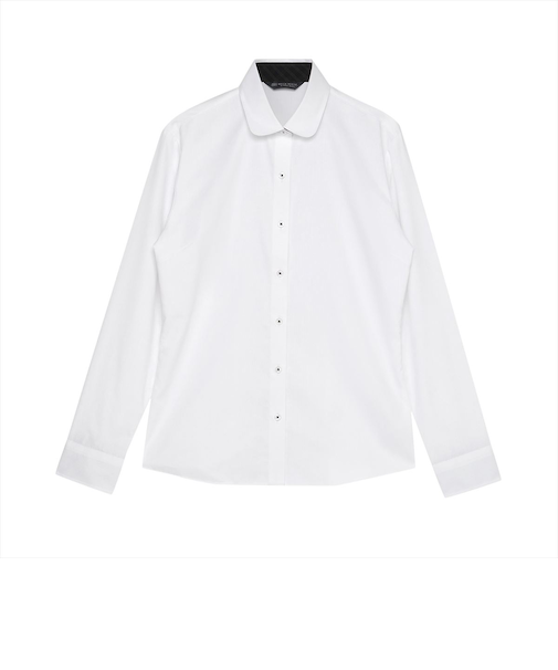 【透け防止】 ラウンド 長袖 形態安定 レディースシャツ