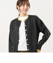 【Pitta Re:)】 ニット レイヤード風 クルーネック カーディガン レディース