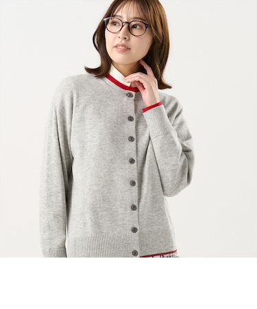 【Pitta Re:)】 ニット レイヤード風 クルーネック カーディガン レディース