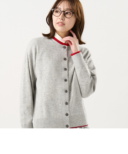 【Pitta Re:)】 ニット レイヤード風 クルーネック カーディガン レディース