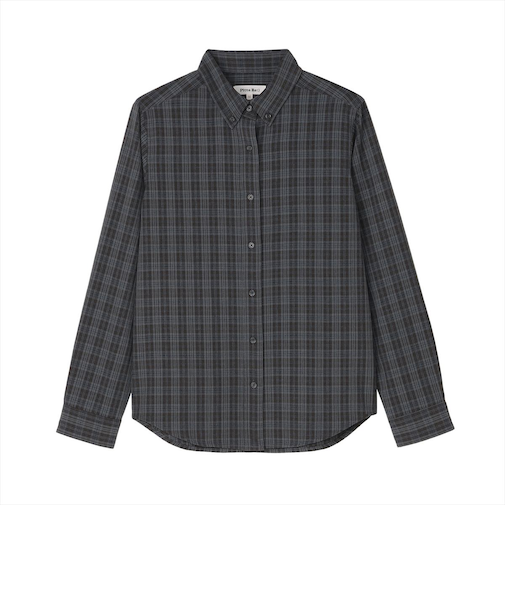 【Pitta Re:)】 カジュアルシャツ チェック柄 ボタンダウン衿 長袖 レディース