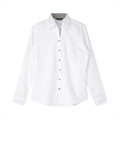 【透け防止】 スキッパー 長袖 形態安定 レディースシャツ