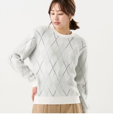 【Pitta Re:)】 ニット フェザーアーガイル プルオーバー レディース