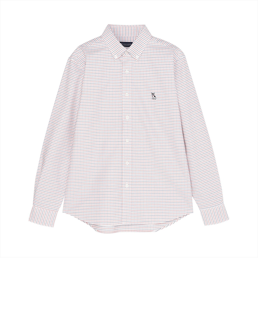 カジュアルシャツ フレンチブルドッグ刺繍 オックスフォードシャツ ボタンダウン 長袖 メンズ