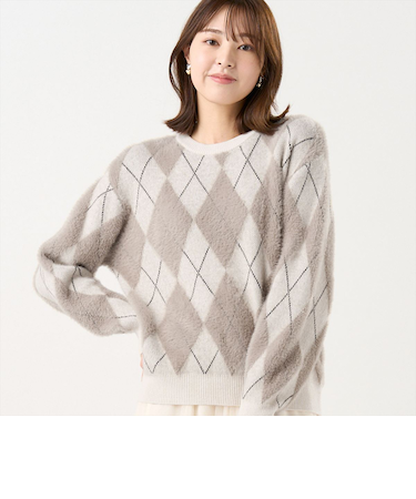 【Pitta Re:)】 ニット フェザーアーガイル プルオーバー レディース