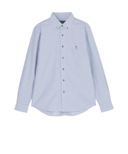 カジュアルシャツ フレンチブルドッグ刺繍 オックスフォードシャツ ボタンダウン 長袖 メンズ