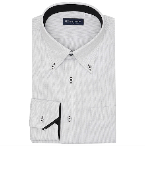 【ストレッチ】 ボタンダウン 長袖 形態安定 ワイシャツ ニットシャツ