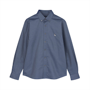 カジュアルシャツ フレンチブルドッグ刺繍 オックスフォードシャツ ボタンダウン 長袖 メンズ