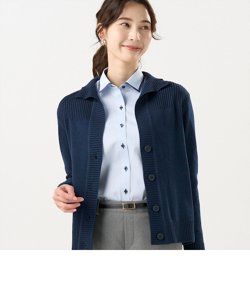 ニット スタンドヘンリーネック カーディガン レディース｜トーキョー