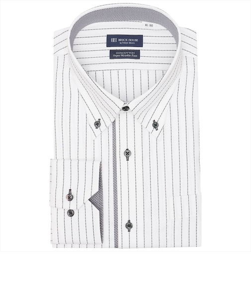 【超形態安定・大きいサイズ】 ボタンダウン 長袖 形態安定 綿100% ワイシャツ