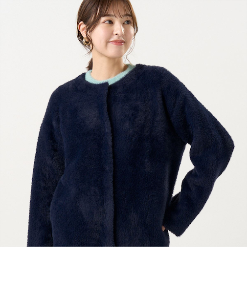 アウター Wフェイス ニット ジャケット レディース