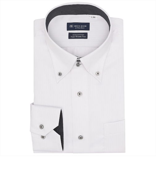 【超形態安定】 ボットーニ 長袖 形態安定 綿100% ワイシャツ