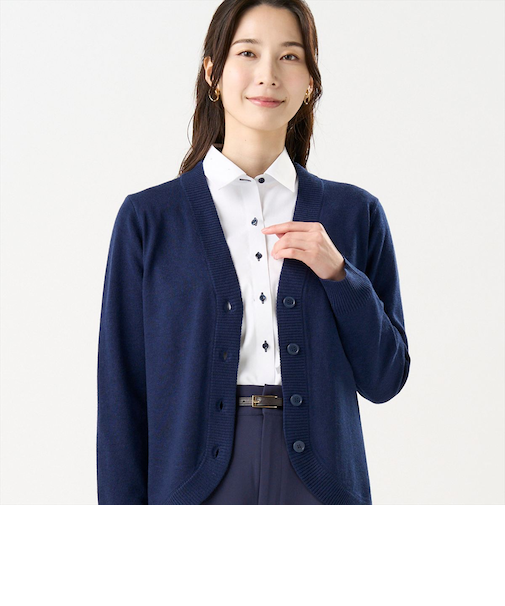 ニット 裾丸Ｖネック カーディガン レディース