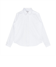 【透け防止】 衿・前立比翼刺繍 カジュアルシャツ レギュラー 長袖 レディース