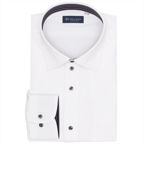 【ストレッチ・大きいサイズ】 ワイド 長袖 形態安定 ワイシャツ ニットシャツ