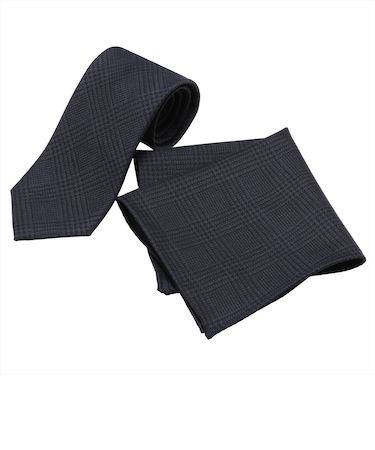 ネクタイ＆ポケットチーフセット イタリア生地 日本製 毛100% カノニコ ビジネス フォーマル ギフト
