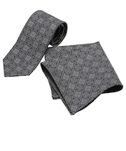 ネクタイ＆ポケットチーフセット イタリア生地 日本製 毛100% カノニコ ビジネス フォーマル ギフト